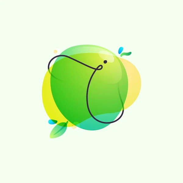 Brev Logotypen Placerad Gröna Akvarellfläckar Överlappning Stänk Typsnitt Kan Användas — Stock vektor