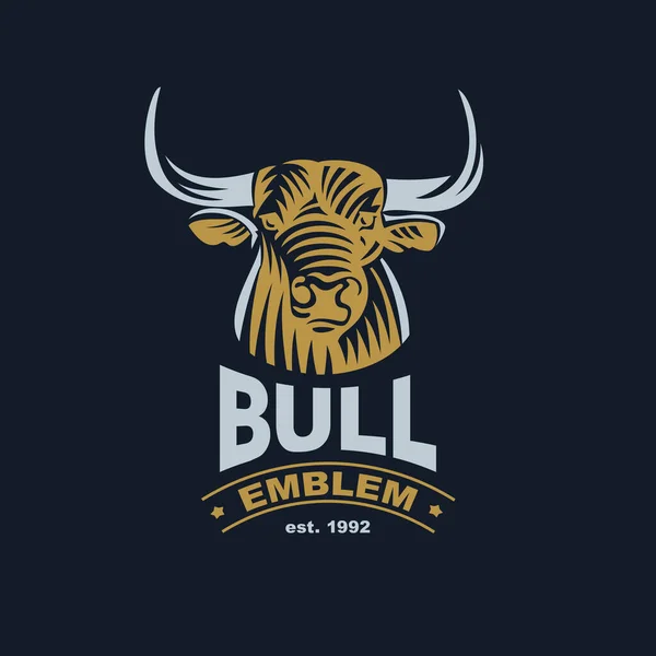 Bull Head Engraving Vector Logo Perfect Icon Sport Team Emblem — Stock Vector