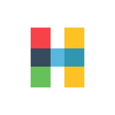 H harfi logosu parlak ve canlı renklerle kaplanmış. Şirket kimliğinizde, çocuk dergilerinde, doğum günü posterlerinde, kıyafet tasarımında ve diğer şeylerde kullanabilirsiniz.. 
