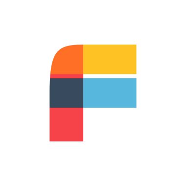 F harfi logosu parlak ve canlı renklerle kaplanmış. Şirket kimliğinizde, çocuk dergilerinde, doğum günü posterlerinde, kıyafet tasarımında ve diğer şeylerde kullanabilirsiniz.. 