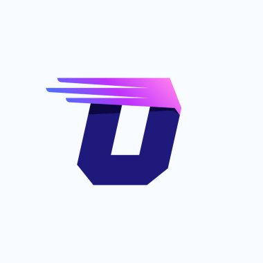 Hızlı hız çizgileri ya da kanatları olan O harfi logosu. Şirket marka tasarım şablonu canlı bir gradyan ile. Teslimat reklamları, teknoloji posteri, spor kimliği vs. için kullanılabilir.