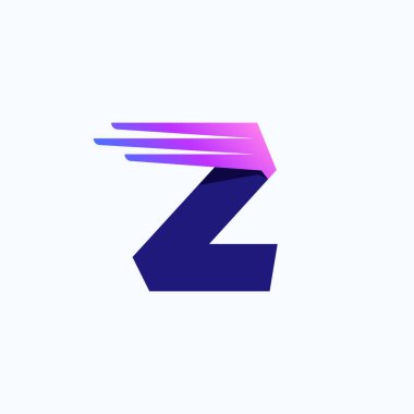 Hızlı hız çizgileri ya da kanatları olan Z harfi logosu. Şirket marka tasarım şablonu canlı bir gradyan ile. Teslimat reklamları, teknoloji posteri, spor kimliği vs. için kullanılabilir.