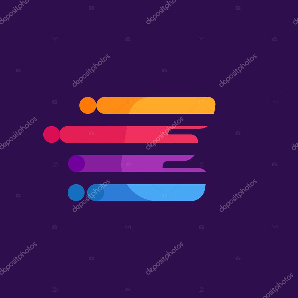 Letter E speed lines logo design template. Colorful creative unique icon for multimedia ads, creative poster, sport identity, etc.