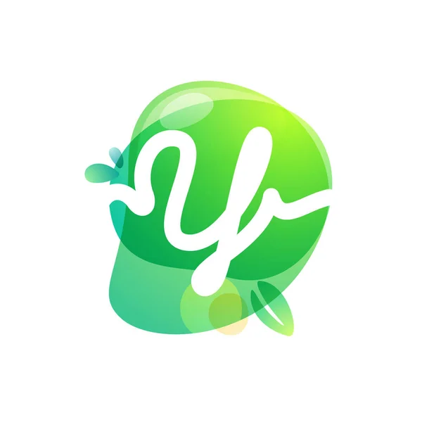 Векторна Зелена Екологічна Літера Логотип Шаблон Веганських Сирих Здорових Харчових — стоковий вектор