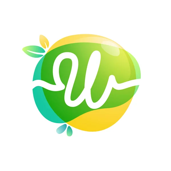 Vector Green Eco Letter Logo Vegan Raw Healthy Food Signs — Stock Vector
