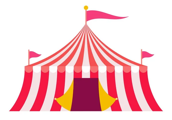 Red striped circus tent vector icon flat isolated — Stock Vector