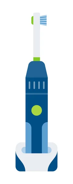 Cepillo de dientes eléctrico con icono de vector de estación plana — Vector de stock