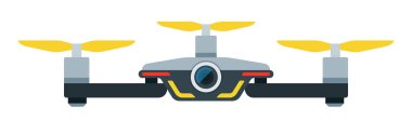Kamera Drone vektör simgesine sahip kuadrokopter izole edildi.