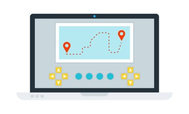Kontrol paneli Drone vektör simgesine sahip dizüstü bilgisayar izole edildi.
