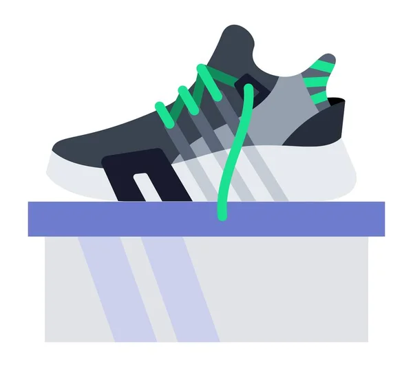 Lace-up sneakers on the box vector icon flat isolated — Stock Vector