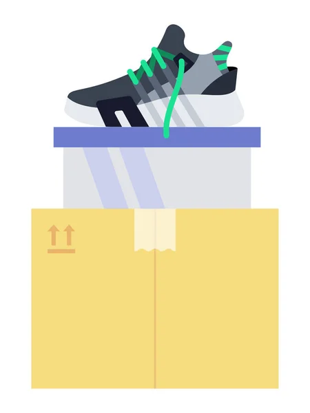 Sneakers pair on the boxes vector icon flat isolated — Stock Vector