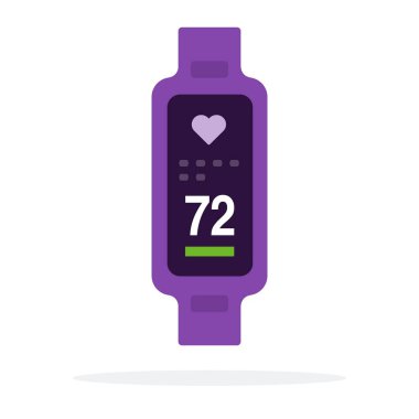 Bir spor bilezik ekran vektör simgesi üzerinde kalp atış hızı monitörü düz izole.