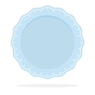 Tabak, kenar düz simge vektörü izole edilmiş dalgalı bir daire şeklinde..