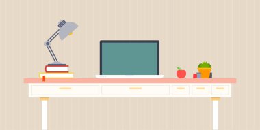 Ev işi yeri vektör düz illüstrasyon.