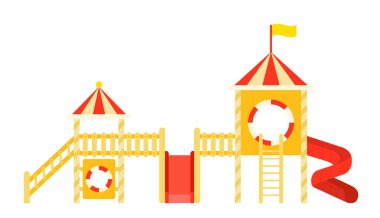 Ahşap çocuk kuleleri vektör simgesi dizisi düz izole