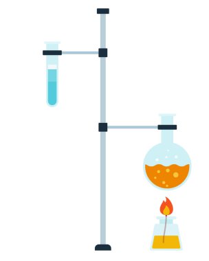 Cam deney şişeleri vektör simgesine sahip üç ayaklı laboratuvar.