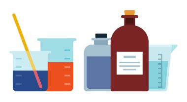 Laboratuvar cam vektör simgesi kümesi izole edildi