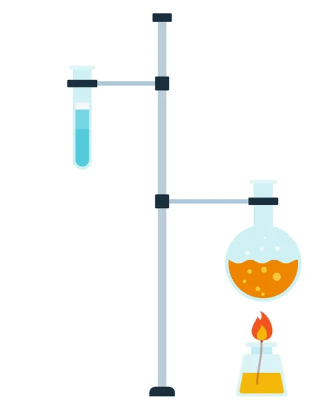 Laborstativ mit Glasbechern Vektor-Symbol flach isoliert — Stockvektor