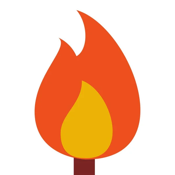 Flamme am Docht des Brennervektorsymbols flach isoliert — Stockvektor