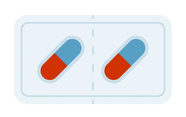 Medikamentöse Kapseln in einem Packungsvektorsymbol flach isoliert — Stockvektor