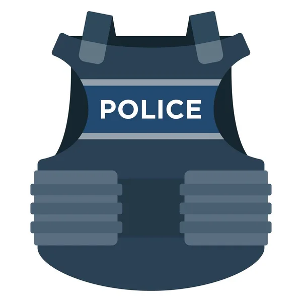 Icône vectorielle d'armure de corps de policier gris foncé plat isolé. — Image vectorielle