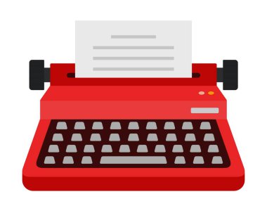 Kırmızı daktilo vektör simgesi düz izole ediliyor