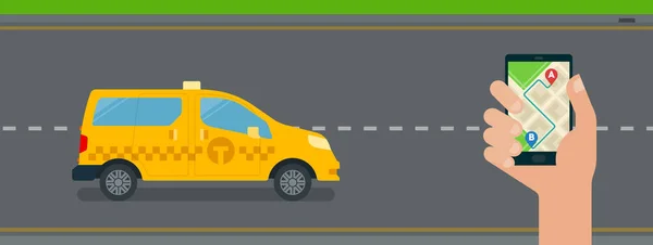 Ilustración de una llamada de taxi camión, icono de vector aplicación móvil plana aislado — Archivo Imágenes Vectoriales