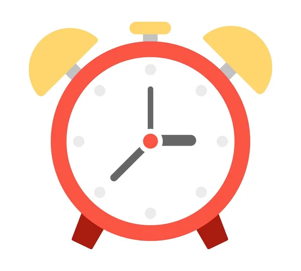 Reloj despertador con campanas vector icono plano aislado — Vector de stock