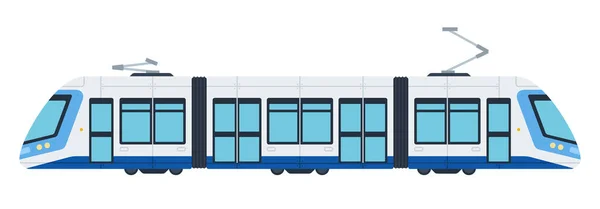 Düz tasarım belediyesi, şehir elektrikli tramvay vektör simgesi. — Stok Vektör