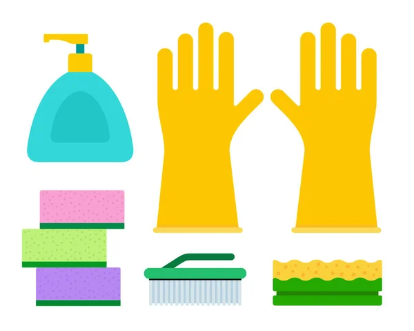 Detergents for unwashed dishes vector illustration in flat design. — Stock Vector