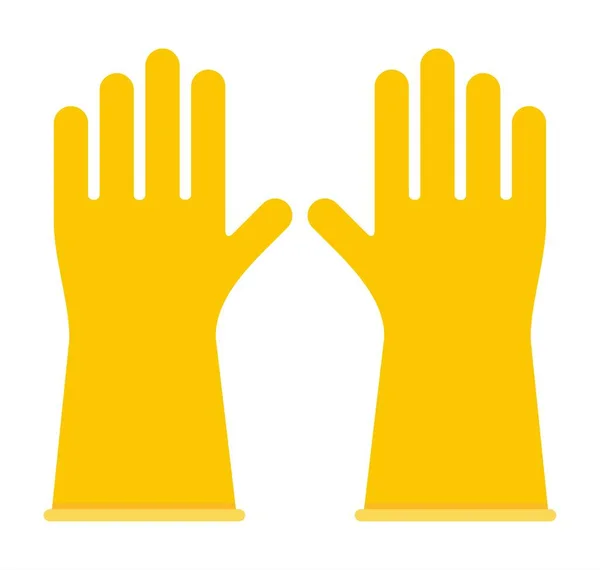 黄色のゴム手袋ベクトルアイコンフラット隔離 — ストックベクタ