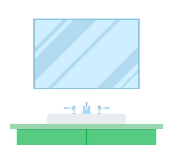 Badkamer spiegel en wastafel kast vector illustratie in een plat ontwerp — Stockvector