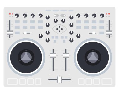 Elektronik aygıt, karıştırıcı ses sinyallerini karıştırmak için tasarlanmış Müzisyen düz ikon vektörü izole.