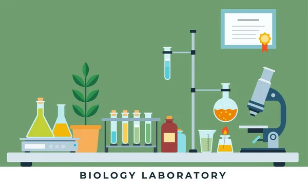 Illustration vectorielle de laboratoire de biologie en style plat. — Image vectorielle