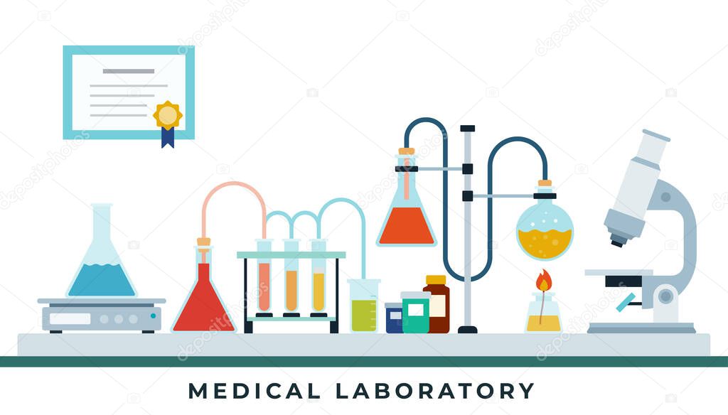 Concept medical laboratory flat design vector illustration.