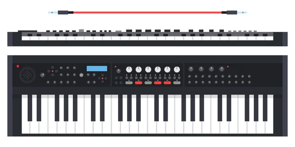 Elektronische Tastatur Musikinstrument Synthesizer Musiker Vektor Symbol flach isoliert Abbildung. — Stockvektor