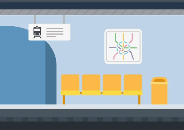 Lieu de repos, attente, banc à la station de métro icône vectorielle plat illustration isolée — Image vectorielle