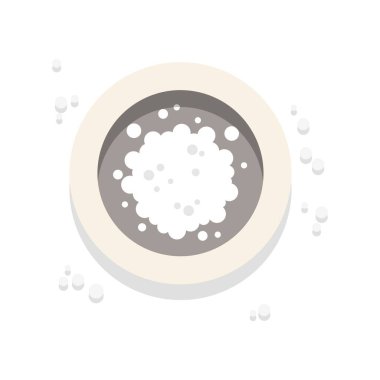 Bardakta beyaz köpük ve içecek üst görünüm düz simge vektörü izole edildi.