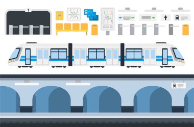 Şehir Metro simgelerinin dizisi düz vektör