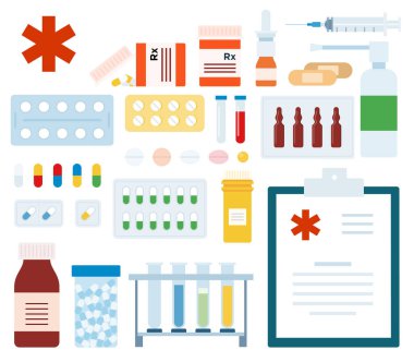 Medicament düz vektör çizimi.