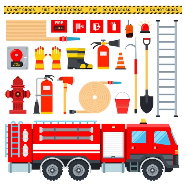 Set of Firefighter icons flat vector — Stock Vector