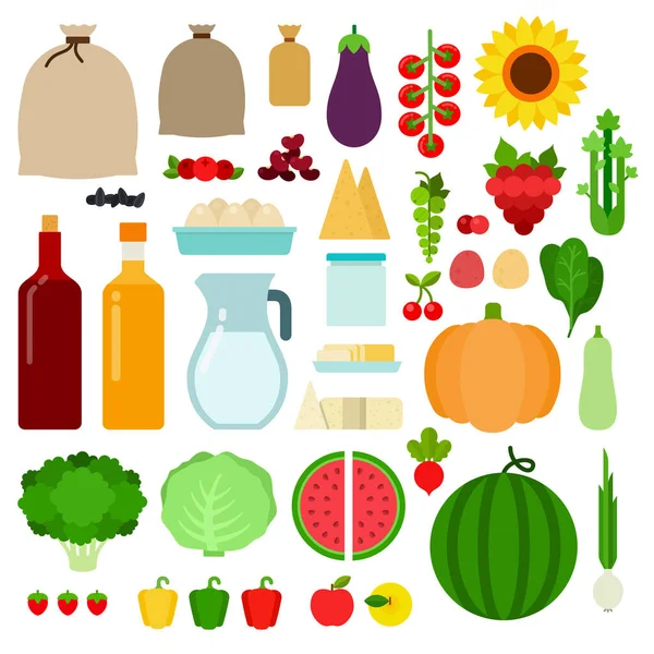 Set of Farm products icons flat vector — Stock Vector