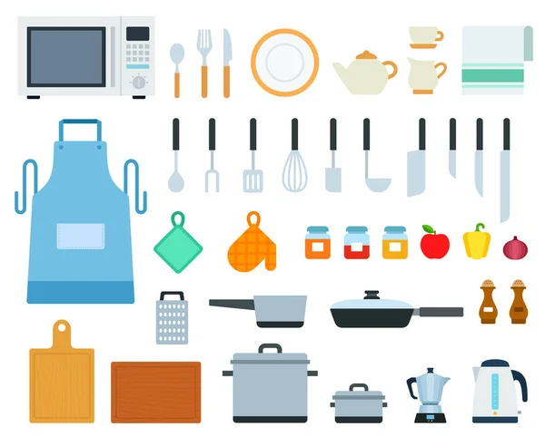 Set of Cooking tools icons flat vector — Stock Vector