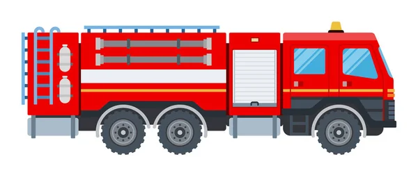 Векторный плоский объект пожарной машины на белом фоне . — стоковый вектор