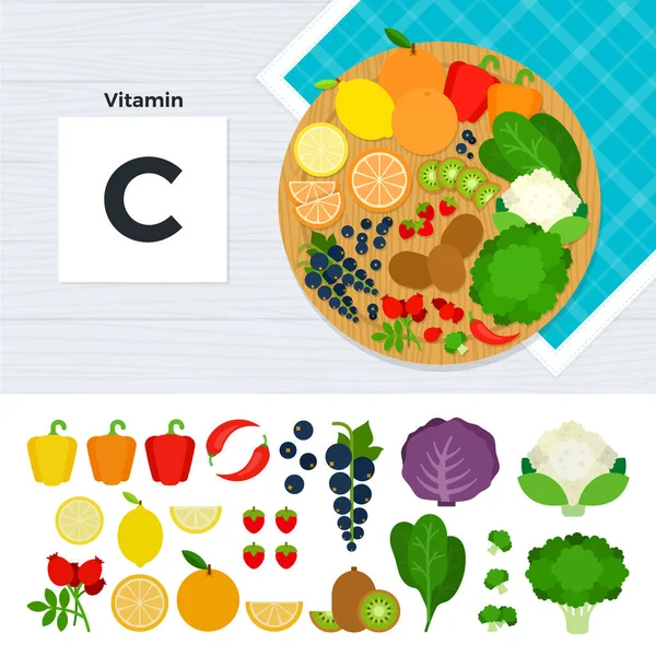 Produkte mit Vitamin C — Stockvektor