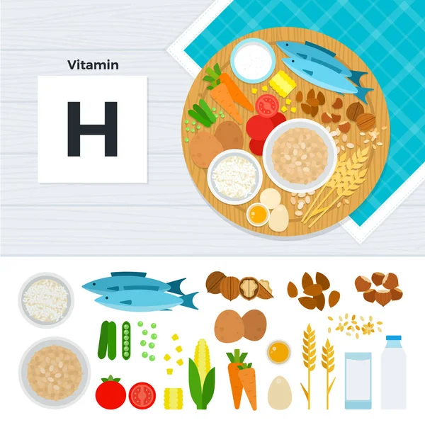 Produkter med vitamin H — Stock vektor
