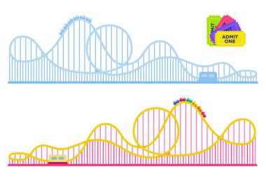 Lunapark vektör düz simgesi izole lunapark hız treni koleksiyonu
