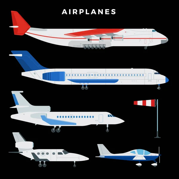 Set di icone della linea vettoriale piana. Contiene simboli per aeromobili, globo e altro ancora. — Vettoriale Stock