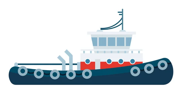 Tugboat for towing and tipping other ships vector icon flat isolated. — Stock Vector