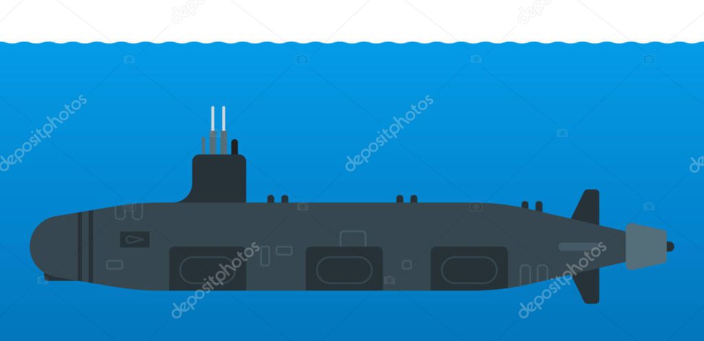 Nuclear submarine vector isolated on white